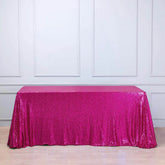 Sequin 90"x132" Rectangle Tablecloth Fuchsia - Seamless Sparkly Table Cover